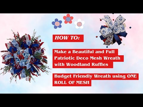 Patriotic Floral Wreath using ONE ROLL OF MESH |Crafting with Hard Working Mom |How to DIY