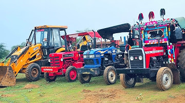 JCB 3dx Backhoe Machine Working with Mahindra 475 | Eicher | Swaraj #tractorvideo #jcbvideo #jcb3dx 