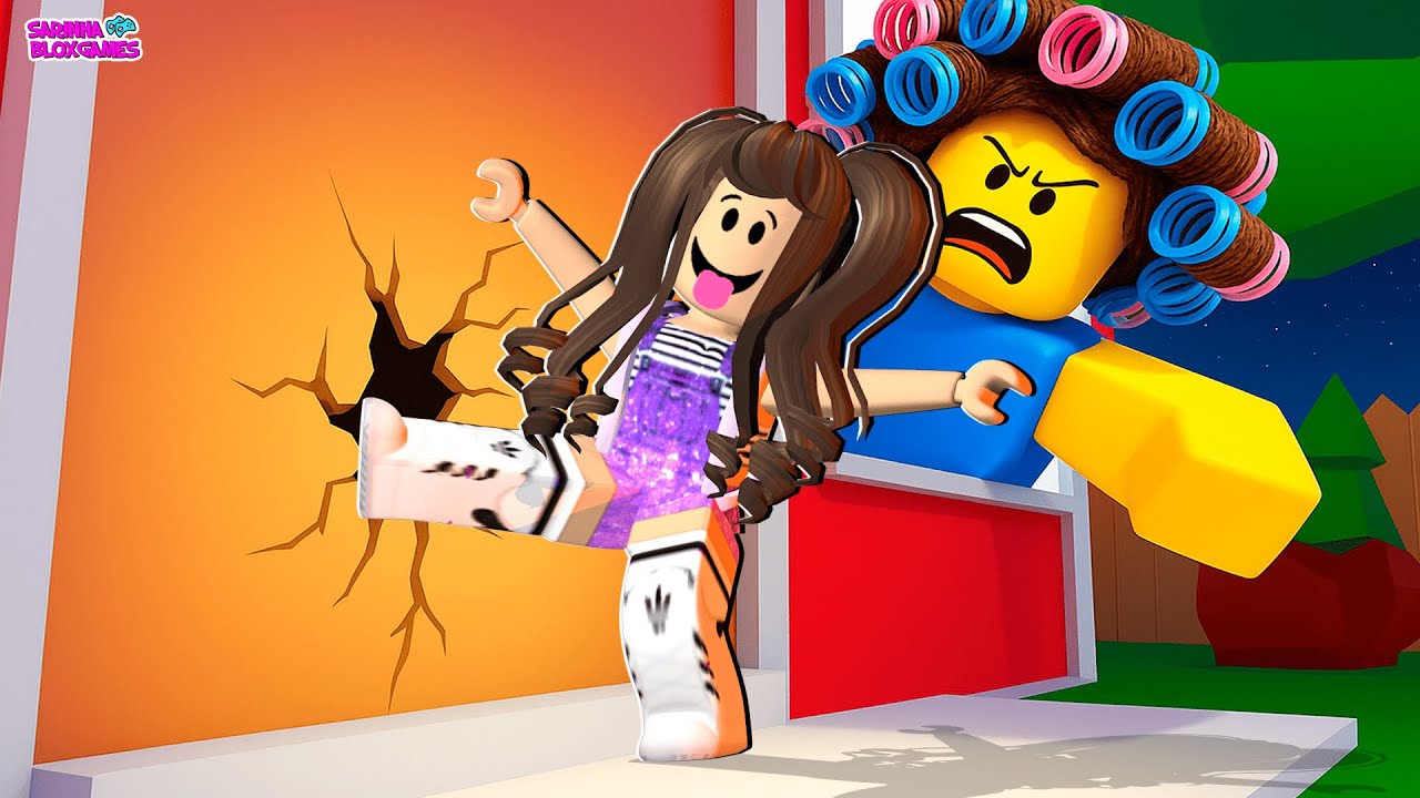CHUTEI A PORTA DA MINHA VIZINHA E SAÍ CORRENDO!! ROBLOX