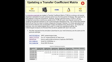 Updating a @HYSPLIT transfer coefficient matrix