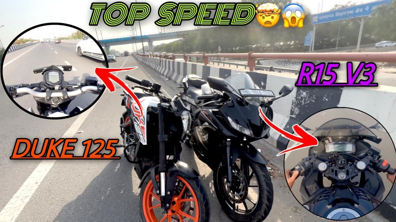 Top speed Check DUKE 125 CC & R15 V3 with friend😎 ( Ak On Ride) - YouTube