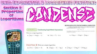 Condensing (more complex) Logarithmic Expressions (S3E6)