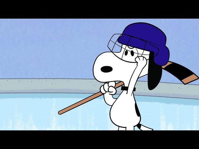 Snoopy and Woodstock Play Hockey 