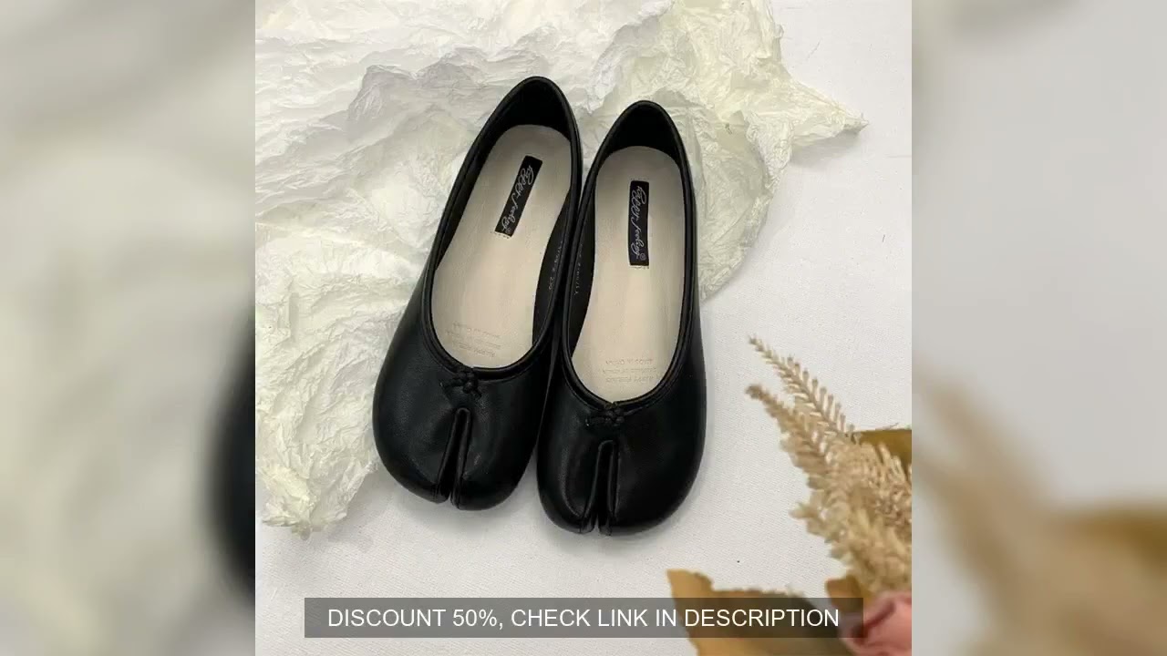 Women Black Tabi Ninja Shoes Woman Microfiber Leather Comfy Flats Split Toe Slippers Soft Bottom Loa