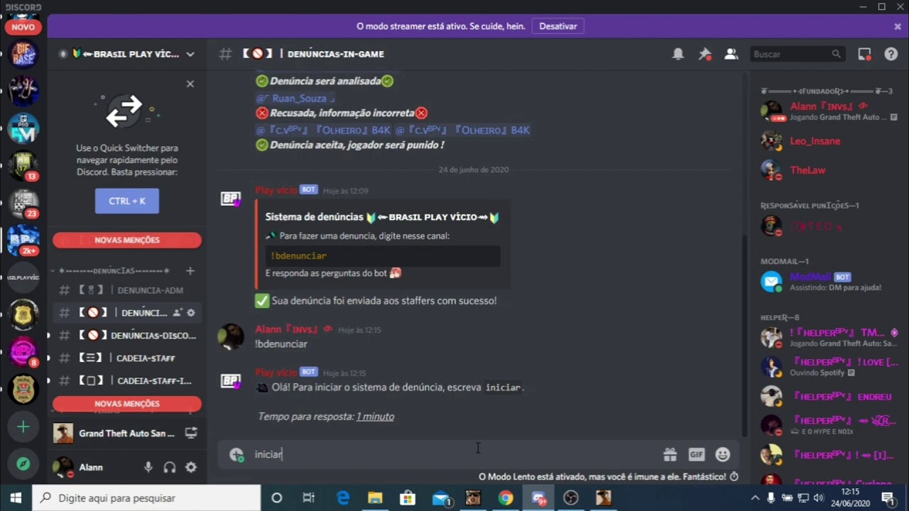 Bot de denúncias bpv By Gang. - YouTube