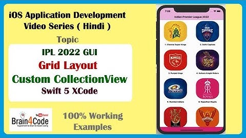Part-1 Create iOS Application for IPL 2022 GUI Grid Layout Custom CollectionView in Swift 5 XCode
