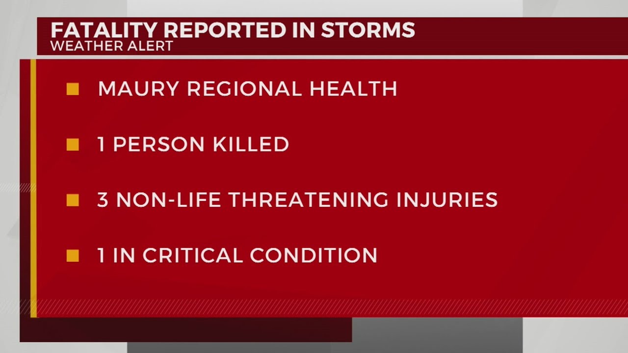1 dead, 4 injured in Maury County storms - YouTube