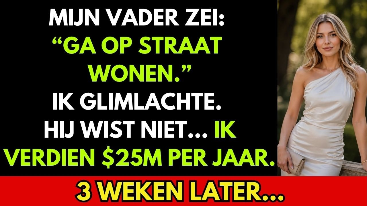 Tijdens een familiediner in ons oude grachtenpand in Amsterdam zei mijn vader rustig, terwijl hij me recht aankeek alsof hij het weerbericht voorlas: "Als je zo doorgaat kun je beter een plekje...