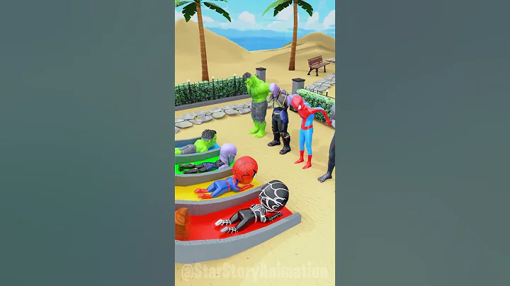 All Superheroes plays slide! Whoever comes back is the winner! #spiderman thumbnail