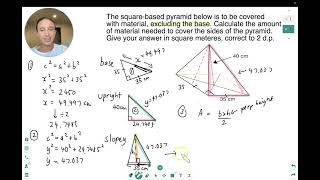 Surface Area of Square Based Pyramid - Pythagoras' in 3D | Year 11 General Maths | Australia