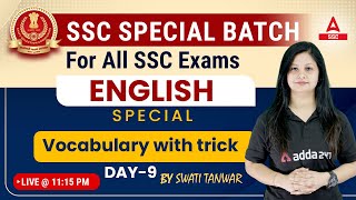 SSC CGL/ SSC CHSL/ SSC MTS | English by Swati Tanwar | Vocabulary With tricks Day 9
