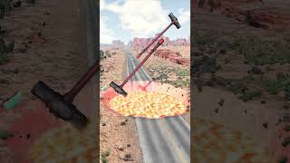 Car Destroying With Giant Hammer - BeamNG.Drive  #beamngdrive #crashdrive #beamng #usa #gaming