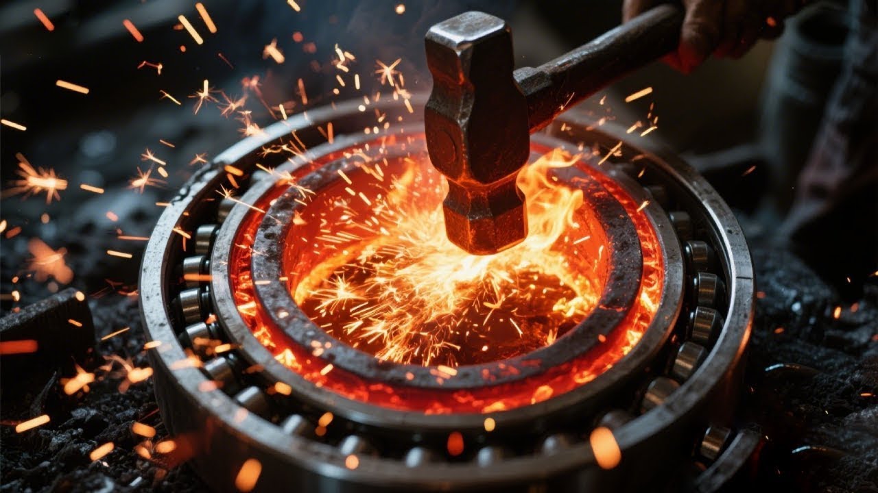 Use large bearings to make 3 mini bone-cutting knives