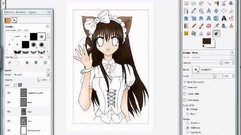 Coloring Anime Drawings on Gimp - Part 3 - Hair and Ears