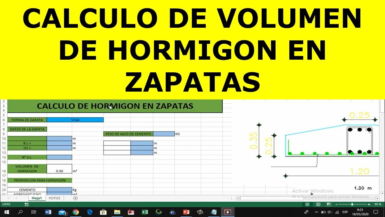 CALCULO DE VOLUMEN DE HORMIGÓN EN ZAPATAS