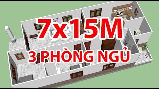 GỢI Ý MẪU NHÀ CẤP 4 7x15M 3 PHÒNG NGỦ ĐẸP GIÁ RẺ | KIẾN TRÚC NHÀ ...