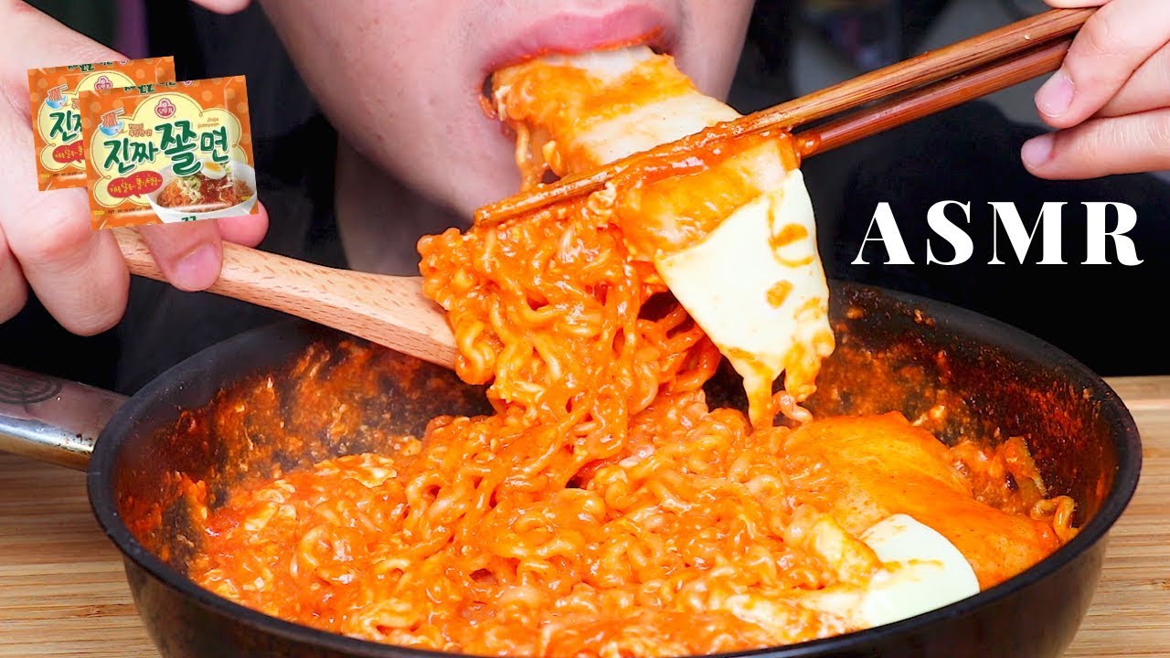 ASMR Eating Sounds Spicy Cheesy Noodles With Japanese Rice Cakes asmr-eating-sounds-spicy-cheesy-noodles-with-japanese-rice-cakes