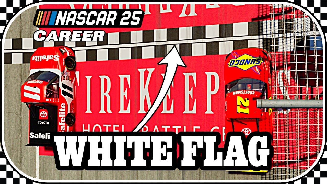 We were tied at The white flag Nascar 25 Career Mode