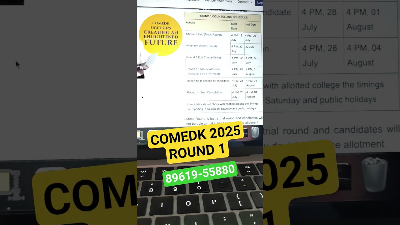 ROUND 1 Schedule out | COMEDK 2025 Counselling 