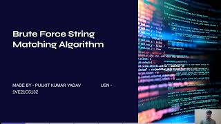 Brute Force String Matching Algorithm, Time complexity||DATA STRUCTURES||DAA