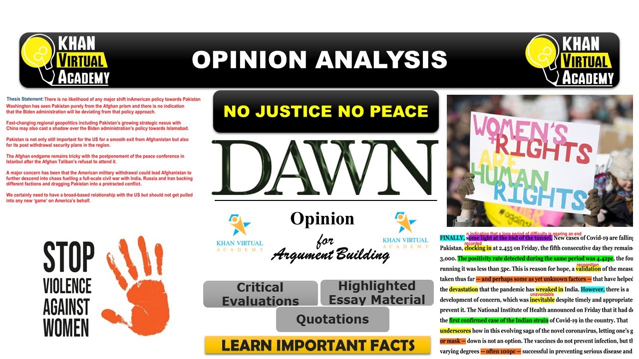 Dawn Newspaper Opinion Analysis || No Justice, No Peace