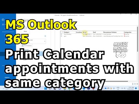 How to print list of calendar appointments with the same category (Outlook 365)
