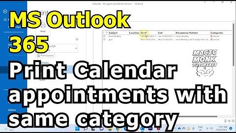 How to print list of calendar appointments with the same category (Outlook 365)