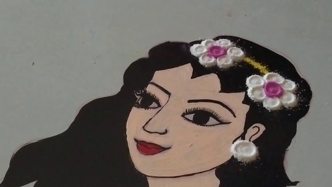 Beautiful rangoli design | Butterfly girl rangoli design | cartoonic ...