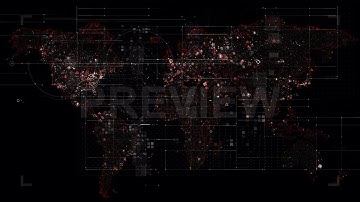 Digital World Map Red Stock Motion Graphics