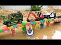 Bridge Construction Vehicles On The Water | Excavator Crane Truck Toy Stories | BIBO STUDIO