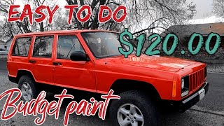 Budget Paint Job On My Sons Jeep Cherokee. We show How We do It.