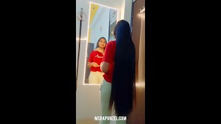 MsRapunzel | Indian Rapunzel Straightens her Long Hair Before a Mirror
