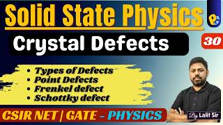Lec 30 | Solid State Physics | Crystal Defects (Point Frenkel Schottky) | CSIR NET