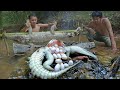 Amazing Two Brother Catch Crocodile Egg to Cook Eating to Survival