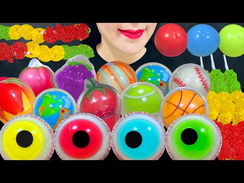 ASMR RAINBOW DESSERTS GUMMY 咀嚼音 目玉グミ 地球グミ 무지개 젤리 구미 MOST POPULAR DESSERTS EATING MUKBANG 무지개 디저트 먹방