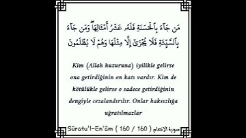 سورة الانعام | من جاءَ بالحسنةِ فلهُ عشر امثالها ومن جاءَ بالسيئة فلا يجزى إلا مثلها وهم لا يُظلمون