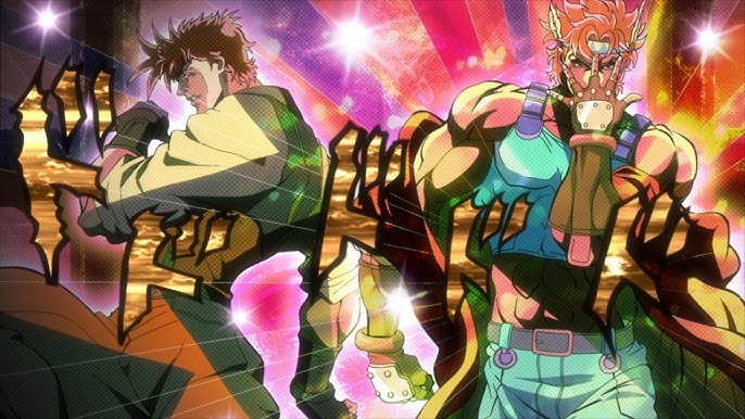 Joseph and Caesar's epic pose - manga with anime audio 