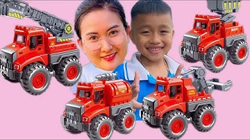 Changcady và bộ đồ chú lính cứu hỏa, cùng xe cứu hỏa, xe cần cẩu, máy xúc dập tắt đám cháy giúp Tube