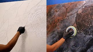 Creativity with the simplest tools: nail + stencil = amazing wall decor