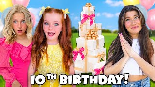 SURPRiSiNG MY SiSTER WiTH 10 GiFTS FOR HER 10TH BiRTHDAY!!