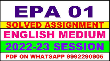epa 1 solved assignment 2022-23 | epa 1 solved assignment in english 2023 | epa 1 2023