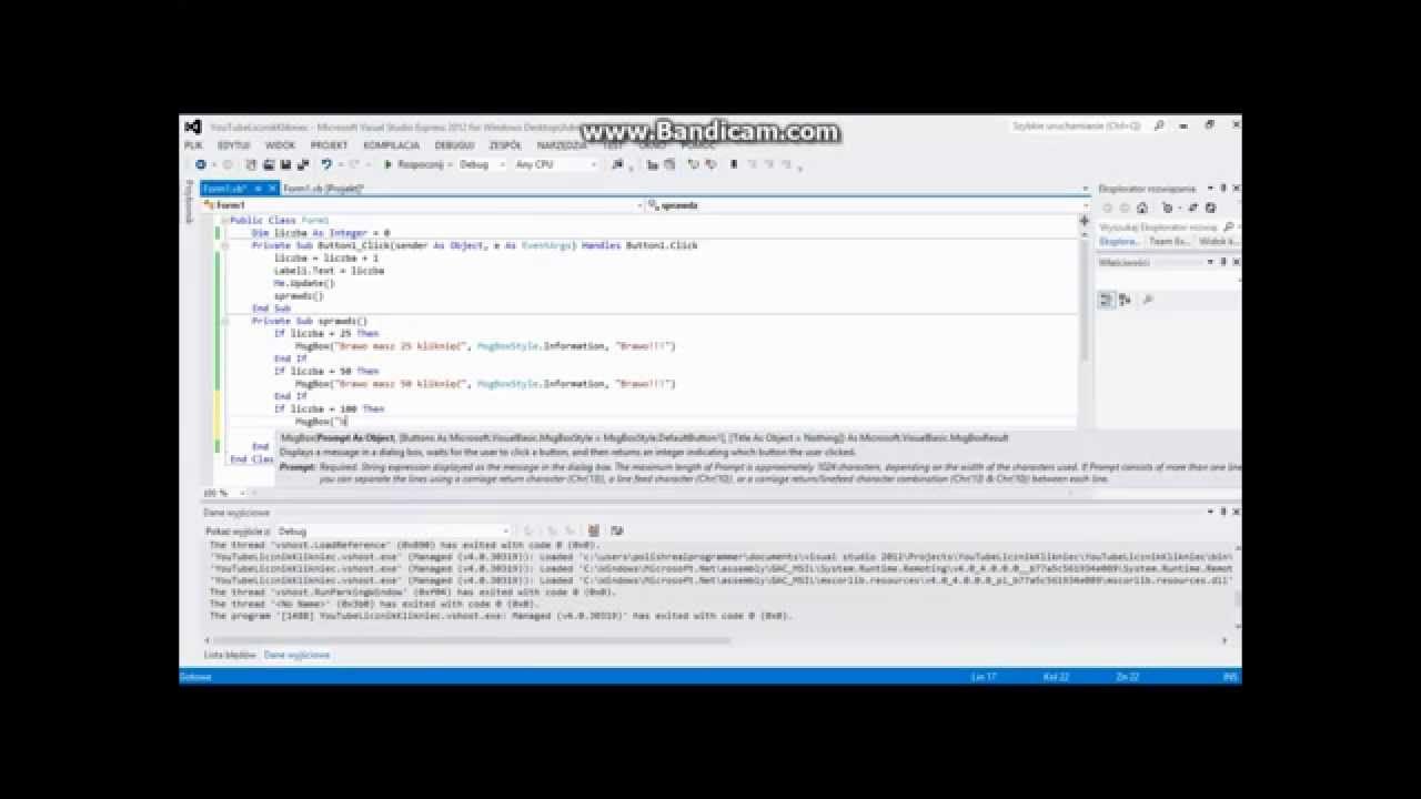 Licznik Kliknięć - VB.net - YouTube