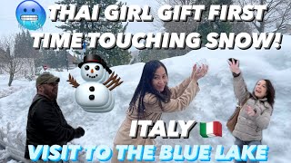 Thai Girl Gift Touched Snow For The First Time! Blue Lake In Italy