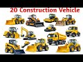 बच्चों के लिए निर्माण वाहन | 20 Construction Vehicle Names in English | Construction trucks for kids