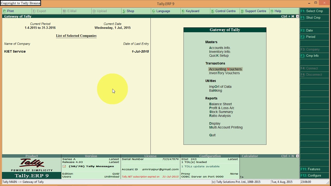 point of sale assignment in tally