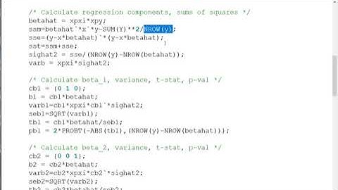 Linear Regression with Matrices in SAS