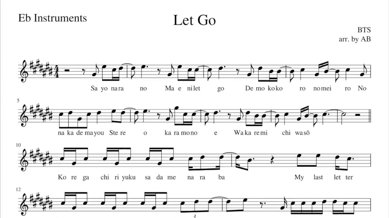 Let Go Bts 방탄소년단 Alto Sax Cover Sheet Music Pdf Lyrics Backing Track Youtube