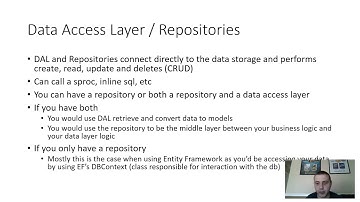ASP.NET Sessions, ViewStates, Repositories, Data Access Layer and Business Logic Layer Overview
