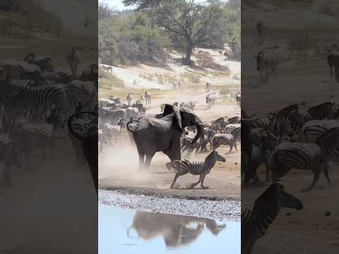 ANGRY Elephant Chases ZEBRAS Wildlife Angryelephant Zebra Elephant