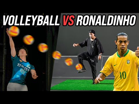 RONALDINHO vs VOLLEYBALL SKY SERVE. CAN HE CONTROL IT?